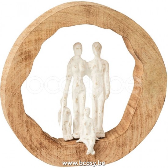 J Line Jline Persone Famiglia Legno Mango Alluminio Naturale Bianco Figura Familia Mango Madera Aluminio Natural Blanco