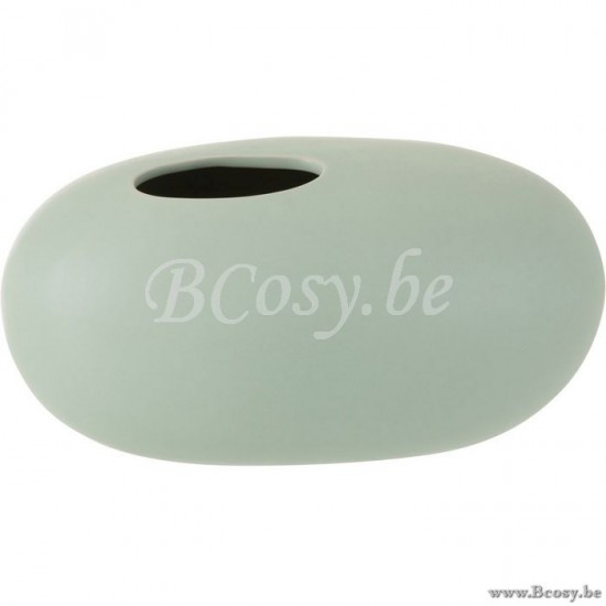 J Line Jline Vaso Ovale Ceramica Opaco Verde Pastello Large Jarron Oval Ceramica Verde Pastel Large
