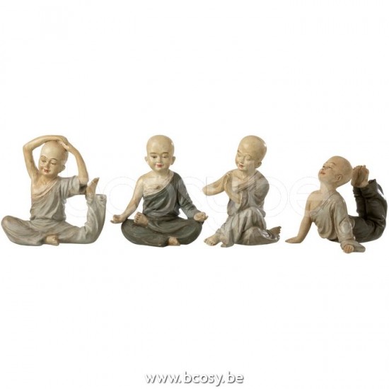 J Line Jline Monaco Yoga Resina Grigio Small Assortimento Di 4 Monje Yoga Resina Gris Small Surtido De 4