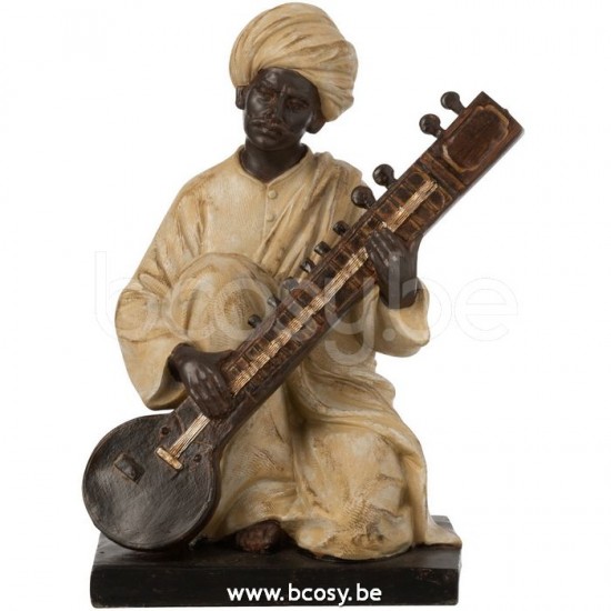 J Line Jline Indiano Musica Resina Beige Marrone Personaje Hindu Musica Resina Beige Marron