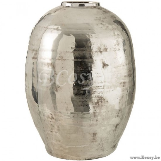J Line Jline Vaso Rotondo Arya Metallo Argento Jarron Redondo Arya Metal Plateado