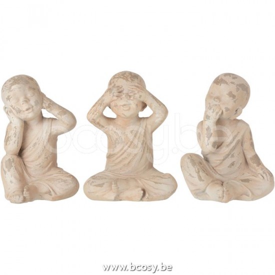 J Line Jline Monaco Sentire Vedere Parlare Resina Beige Salmone Large Assortimento Di 3 Monje Oir Ver Callarse Resina Beige Salmon Large Surtido De 3