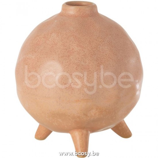 J Line Jline Vaso Piede Rotondo Ceramica Rosa Arancione Jarron Pie Redondo Ceramica Rosa Naranja