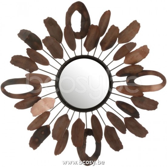 J Line Jline Specchio Pezzi Ovali Metallo Marrone Espejo Trozos Ovalos Metal Marron