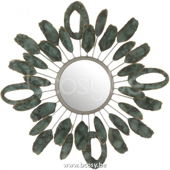 J Line Jline Specchio Pezzi Ovali Metallo Oro Verde Espejo Trozos Ovalos Metal Oro Verde