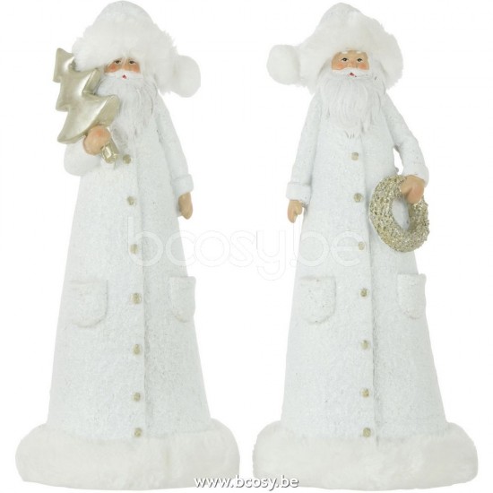 J Line Jline Babbo Natale Resina Bianco Oro Small Assortimento Di 2 Papa Noel Poly Blanco Oro Small Surtido De 2