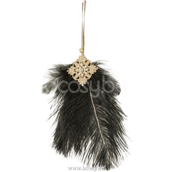 J Line Jline Piume Sospensione Nero Strass Colgante Plumas Negro Strass