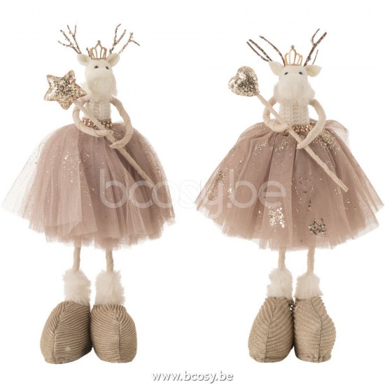 J Line Renna In Piedi Stella Cuore Tessuto Beige Mix Assortimento Di 2 Reno Estrella Corazon De Pie Textil Beige Mix Surtido .