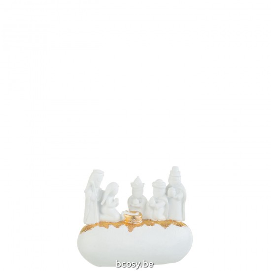 J Line Presepio 3 Re Magi Pietra Resina Bianco Oro Belen 3 Reyes En Piedra Resina Blanco Oro.