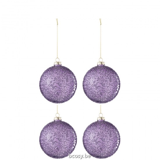 J Line Scatola 4 Pallini Di Natale Perle Vetro Malva Small Caja De 4 Bola De Navidad Perlas Vidrio Malva Small.