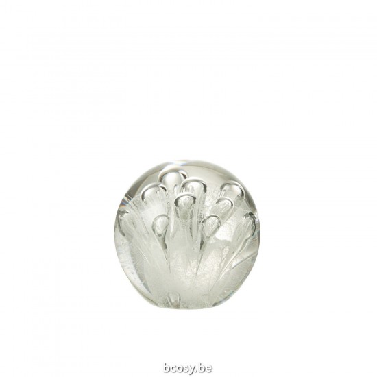 J Line Fermacarte Bolle Vetro Bianco Medium Pisapapeles Burbujas Vidrio Blanco Medium.