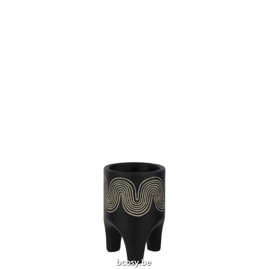 J Line Portavasi Con Piede Golf Cemento Nero Small Maceta Sobre Pie Golf Cemento Negro Small.