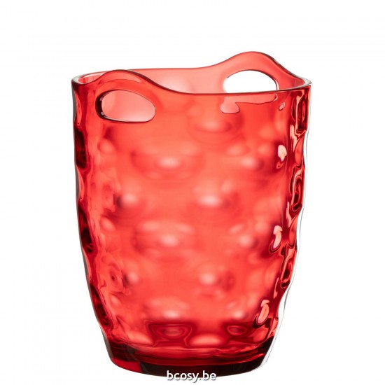 J Line Secchiello Ghiaccio Leonard Plastica Rosso Cubitera Leonard Plastico Roja.