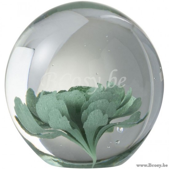 J Line Jline Fermacarte Fiori Vetro Verde Menta Medium Pisapapeles Flor Cristal Menta Medium