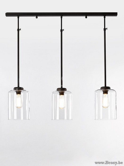 Marckdael pendel Boston Marckdael 0282-3F-DB-CYL-CLEAR-GR Vintage donker brons 90x4cm profiel pendel H min 55 max 85cm VVD VDV Verlichting v.