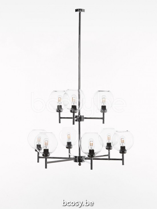 Marckdael luchter Malibu Marckdael 0790-6+3-CRO 0790-63-CRO-GLOBE-CLEAR-KL 0790-63-CRO-GLOBE-SMALL-CLEAR Vintage chrome luchter H 125cm VVD .