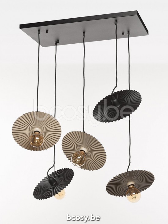 Marckdael pendel Riga Marckdael 2306-PL5-D320-NE-CALA Contemporal zwart-cala pendel H max 95cm VVD VDV Verlichting van Dijck Dyck Markdaal.