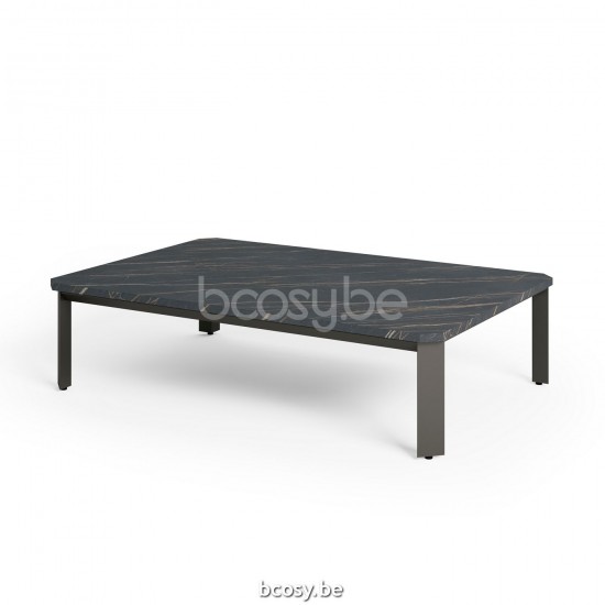  Jardinico MAUROO Rechteckiger Gartencouchtisch Aussensalontisch 120x80 Anthrazit Pulverbeschichtetes Aluminium Ceramic Nero-Charcoal.