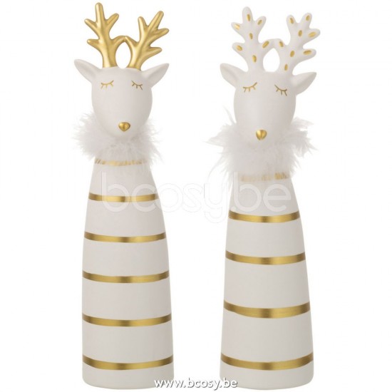 Jline Alce Ceramica Lineas Oro Blanco Medium Surtido De 2