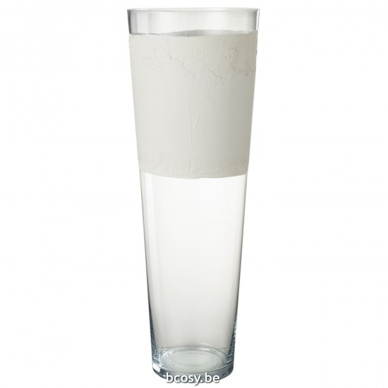Jline Vase Delph Glass Transparent White Extra Large.