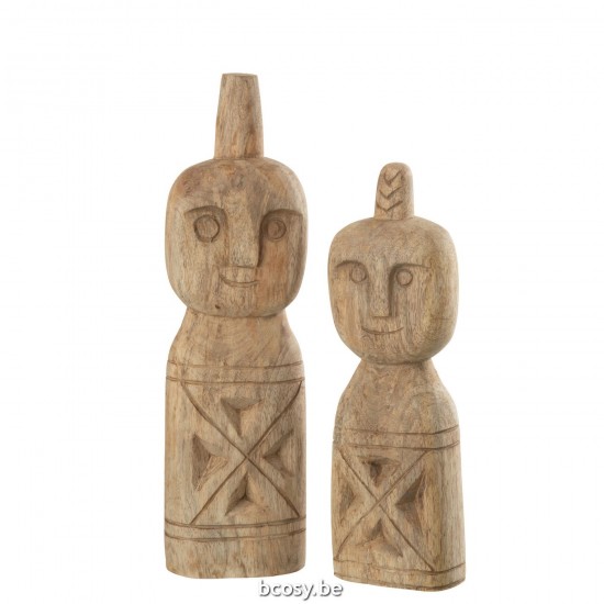Jline Juego De 2 Figuras Africanas Talladas Madera Natural.