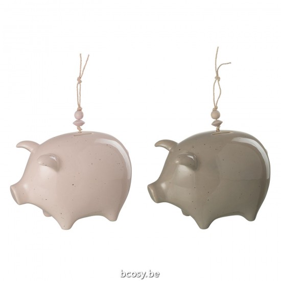 Jline Hucha Cerdo Ceramica Gris Rosa Large Surtido De 2.