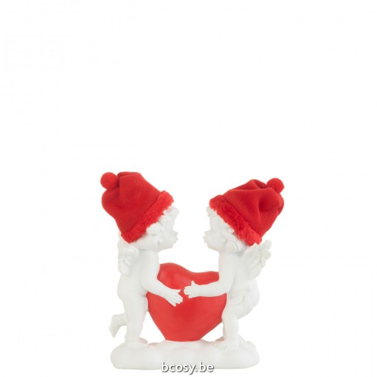 Jline Angel Corazon Gorro Poly Rojo Blanco.