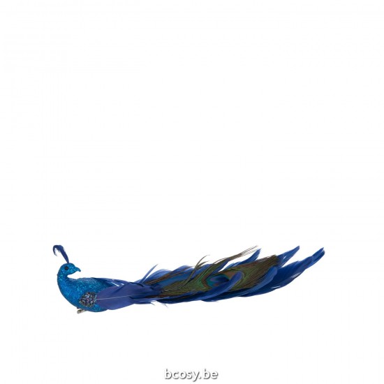 Jline Pavo Real Clip Lentejuelas Poliespuma Plumas Azul.