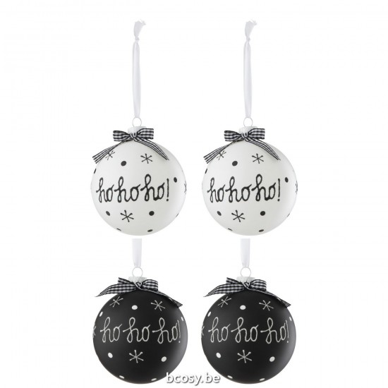 Jline Caja De 6 Bola De Navidad 2 2 Hoho Nievees Nudo Vidrio Negro Blanco Large.