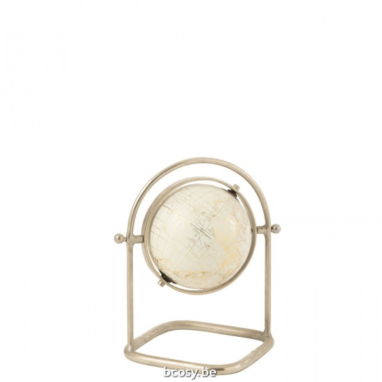 Jline Globo Sobre Pie Metal Papel Blanco Plata Oro Small.