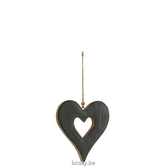 Jline Colgador Corazón Madera Verde Large.