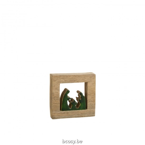 Jline Belen Cuadrado Madera Verde Natural Small.