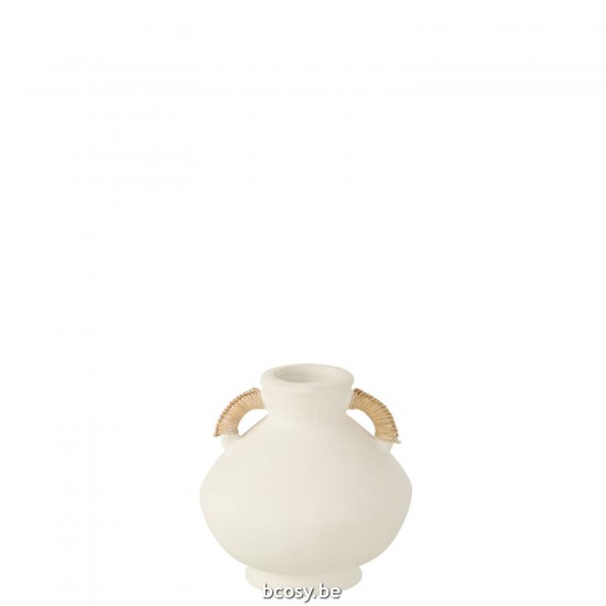 Jline Jarrón Small Leo Terracota Blanco Natural.