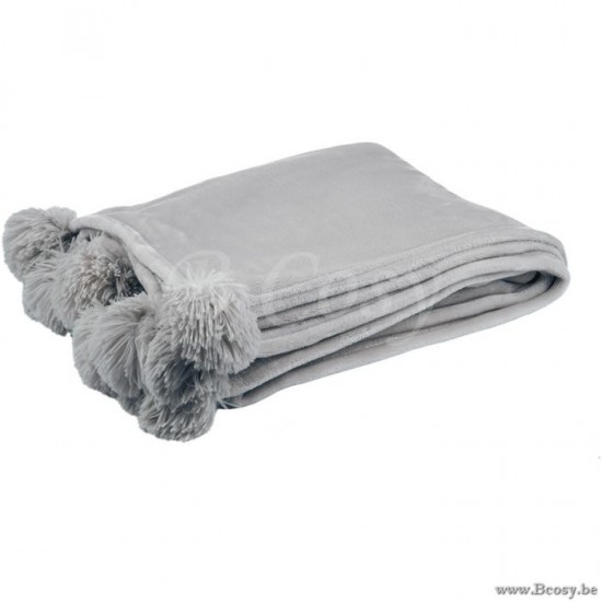 Jline Plaid Pompón Polyester Gris