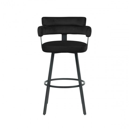 LABEL51 Barkruk Bardio - Zwart - Fluweel - Zithoogte 75.