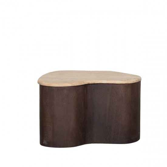 LABEL51 Salontafel Davi - Espresso - Travertin - 50 cm.