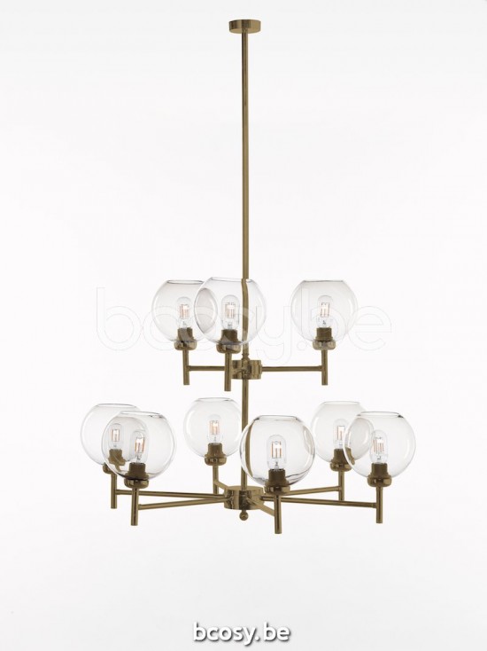 Marckdael luchter Malibu Marckdael 0790-8+4 OTT 0790-8-4-OTT-GLOBE-TOPAZ-KL 0790-84-GL-OTT-GLOBE-TOPAZ-KL Vintage ottone-messing luchter H 9.