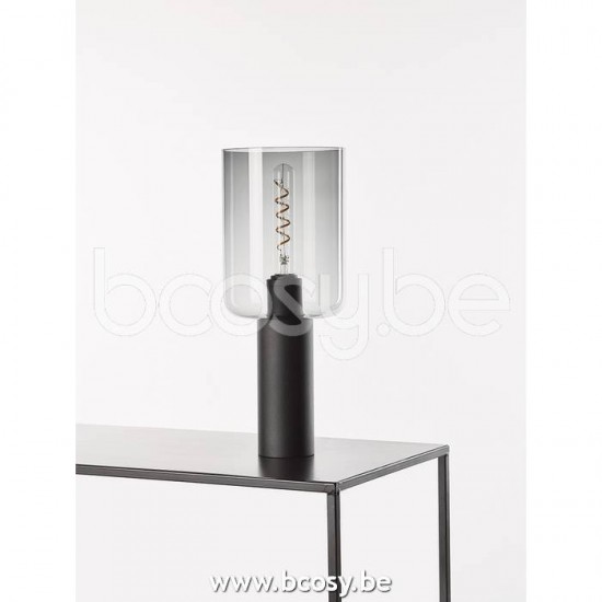 Marckdael tafellamp Vancouver Marckdael 1308-L1-G-GL-NE-CYL-FUME-GR Contemporal zwart tafellamp H 20cm VVD VDV Verlichting van Dijck Dyck Ma.