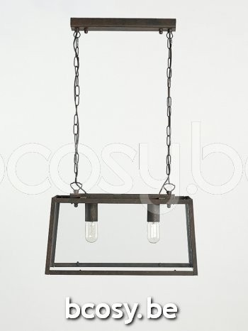 Marckdael pendel Quadro Marckdael 3111-2GAB-RU Country-Living roest marron kastanjebruin 35x5cm profiel pendel H 28cm VVD VDV Verlichting va.