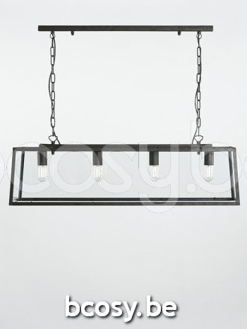 Marckdael pendel Quadro Marckdael 3111-4GAB-RU 3111-4GAB-RU-GLAS Country-Living roest marron kastanjebruin 77x5cm profiel pendel H 28cm VVD .