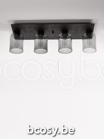 Marckdael Plafondlamp Santa-Monica Marckdael 3410-PL4-RECT-RU 3410-PL4-RECT-RU-CYL-FUME-KL Vintage roest marron kastanjebruin Plafondlamp H .