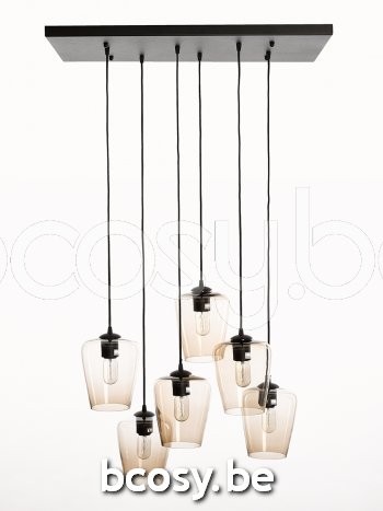 Marckdael pendel Seattle-Seatle Marckdael 4080-PL6-GL-NE 4080-PL6-RECT-NE-TULIP-TOPAZ-KL Contemporal zwart pendel H max 105cm VVD VDV Verlic.