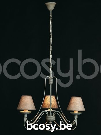 Marckdael luchter Astrid Marckdael 604-3 GR 604-3-GR-VLASLINNEN 604-3-GRI-KLEM14-VLASLINNEN Chandeliers grijs luchter H 50cm VVD VDV Verlich.