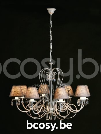 Marckdael luchter Pisa Marckdael 655-8 AV ORO 655-8-AV-ORO-VLASLINNEN 655-8-AV-ORO-KLEM14-VLASLINNEN Chandeliers avorio oro-ivoor goud lucht.