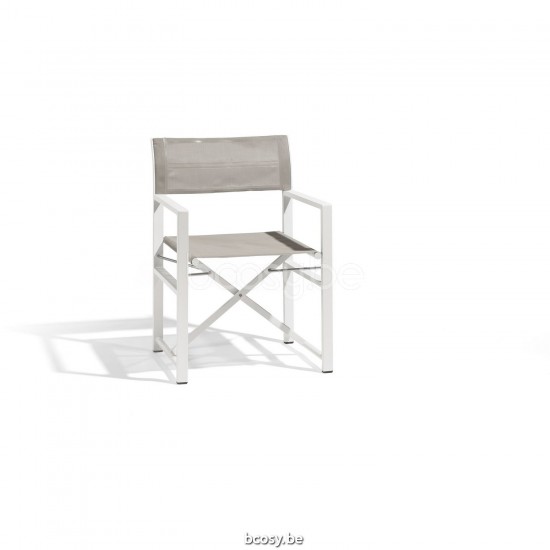 Diphano Alexa folding director's chair Aluminium White Frame single layer Batyline Sand Fabric.