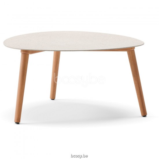 Diphano Ray table basse bio S 80xR (35,5h) Cadre Teck naturel Dessus Céramique Sable 9 mm imposé.