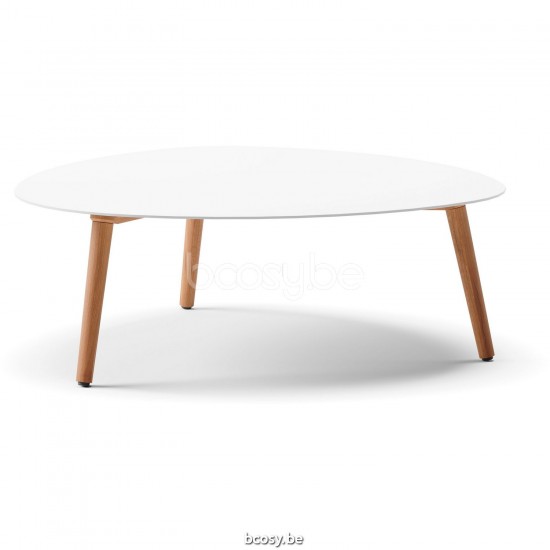 Diphano Ray table basse bio S 100xR (33,5h) Cadre Teck naturel Dessus Aluminium blanc.