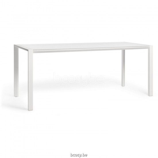 Diphano Selecta table de salle à manger haute M 226x90 Cadre Aluminium blanc Dessus Céramique incrusté blanc 6 mm.