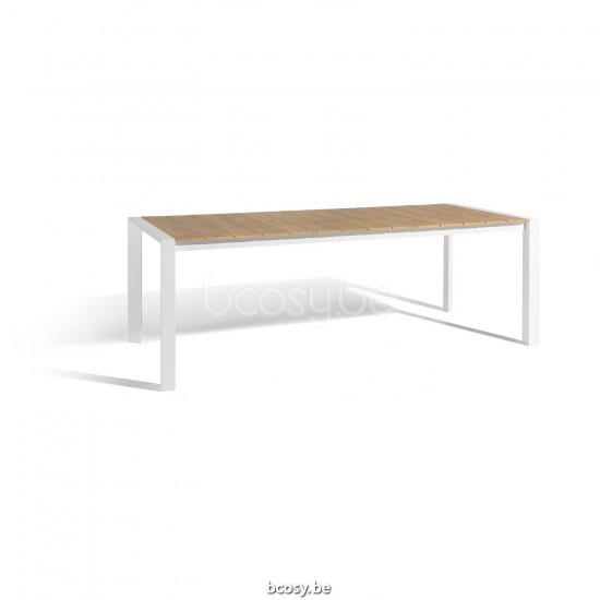 Diphano Alexa extendable table 220-280x96 Aluminium White Frame Top Natural Teak.