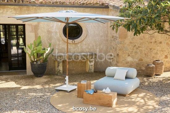 Jardinico AMALFI 300x300 Square Pole Alu Teak Canopy Cotton Sunbrella.